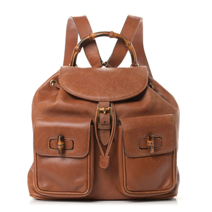 Gucci Calfskin Bamboo Backpack Brown 1 of 9