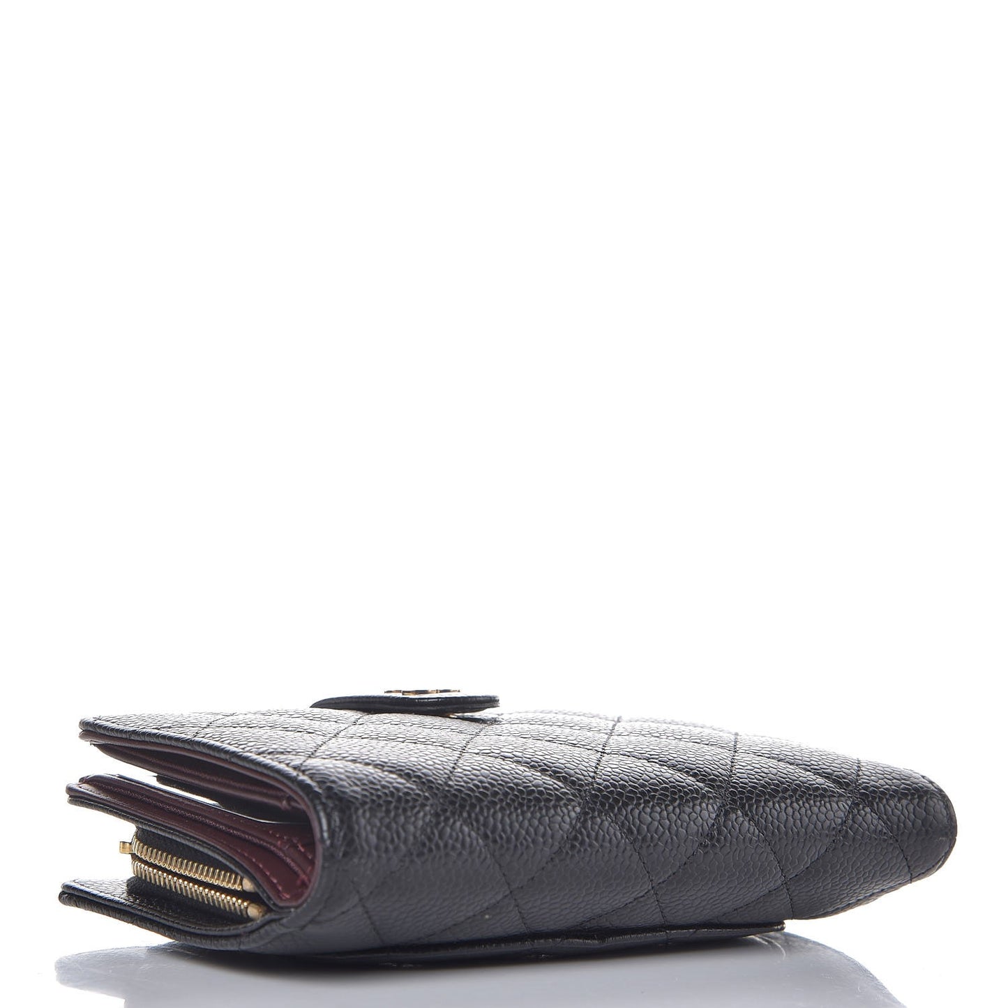 Caviar Quilted Zipped Pocket Wallet Black