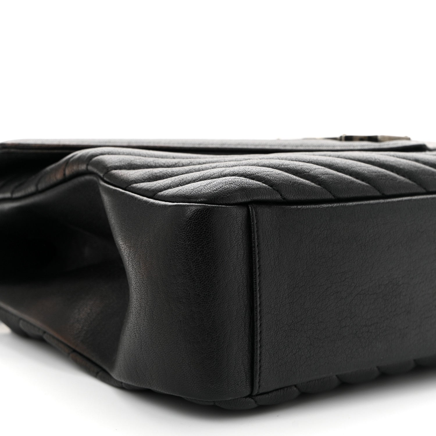 Saint Laurent Sheepskin Matelasse Chevron Monogram Large College Satchel Black 9 of 11