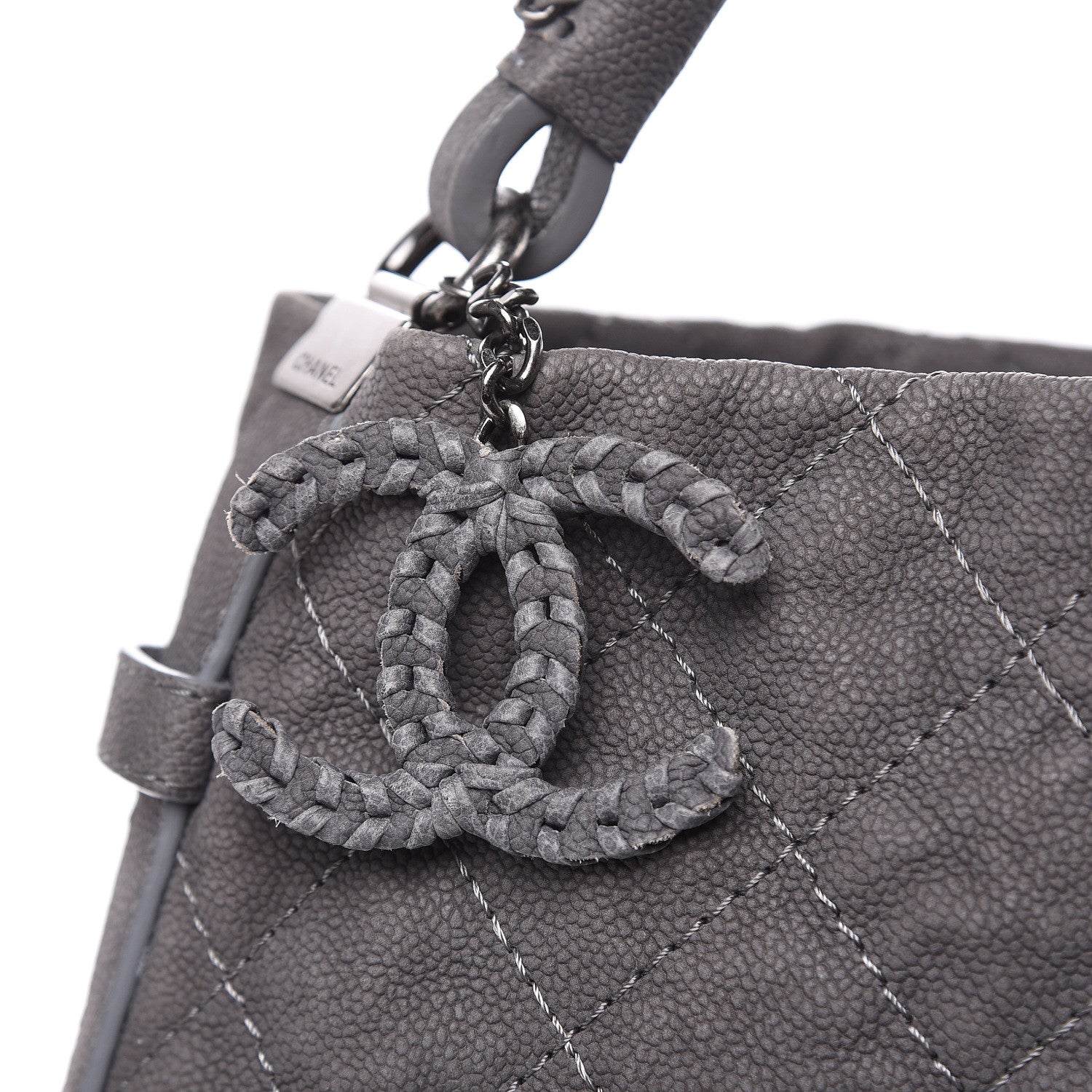 Chanel Iridescent Caviar Quilted Boy Handle Hobo Dark Grey 12 of 13