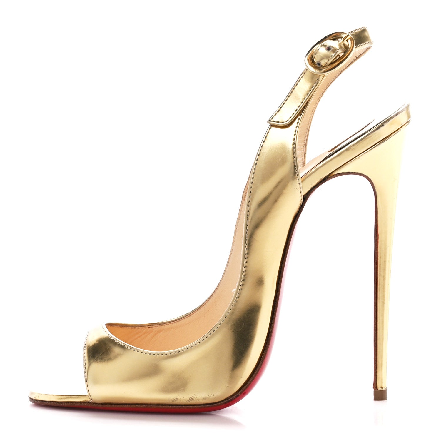 Christian Louboutin Satin Maxi Fiori Allenissima 130 Pumps 39 Gold 1 of 7