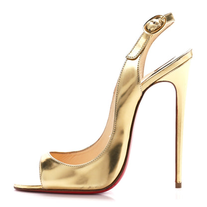 Christian Louboutin Satin Maxi Fiori Allenissima 130 Pumps 39 Gold 1 of 7