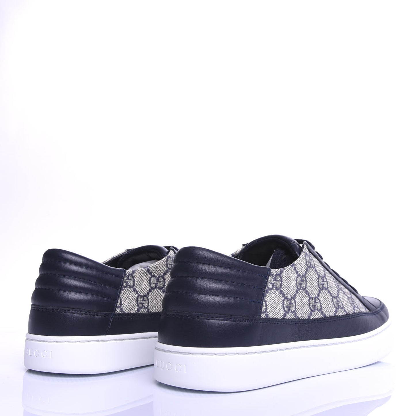 GG Supreme Monogram Calfskin Mens Low Top Sneakers 8 Blue Beige