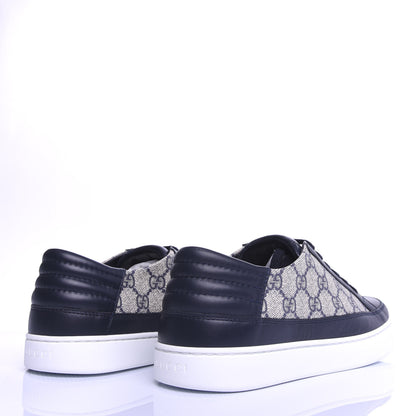 Gucci GG Supreme Monogram Calfskin Mens Low Top Sneakers 8 Blue Beige 4 of 10