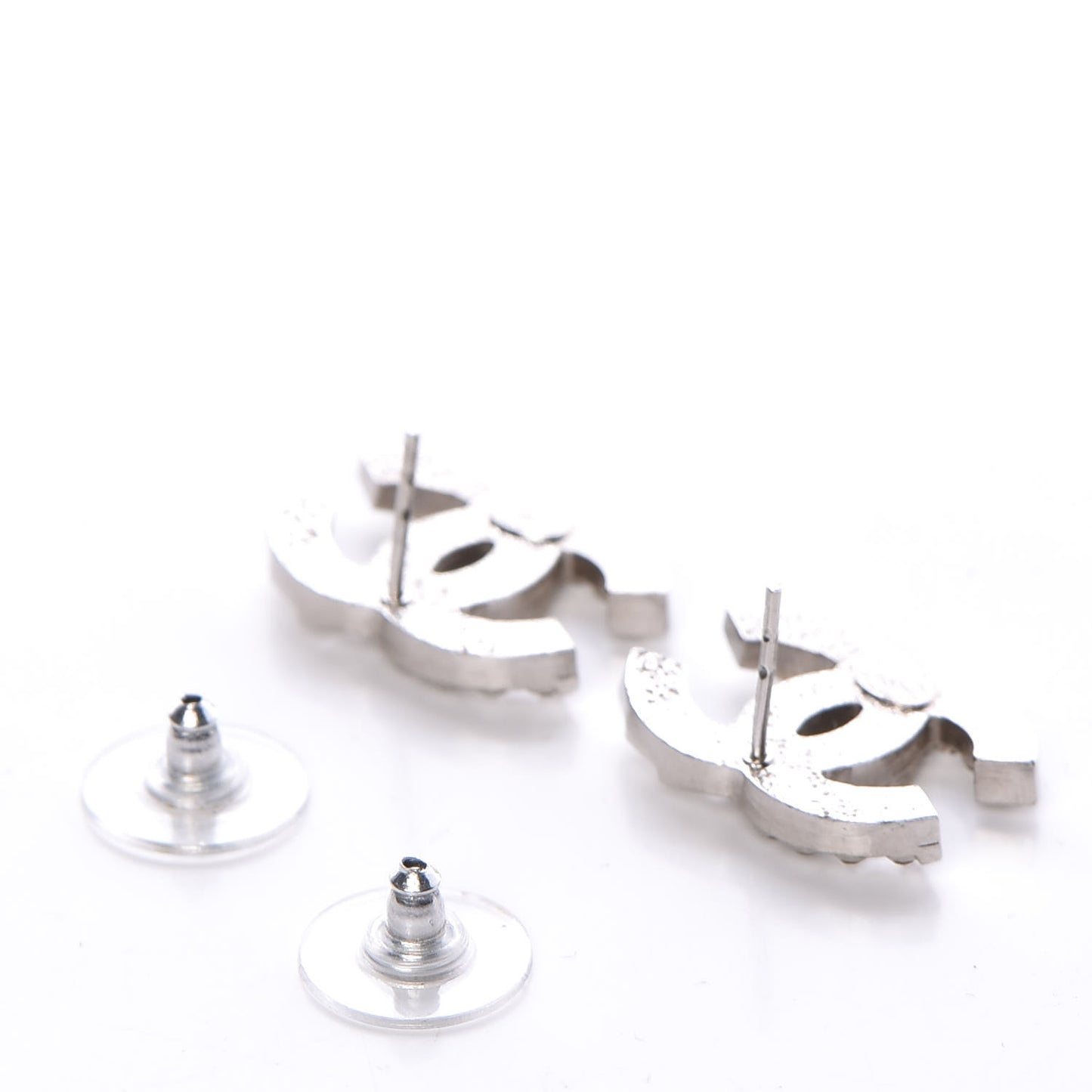Baguette Crystal CC Earrings Silver