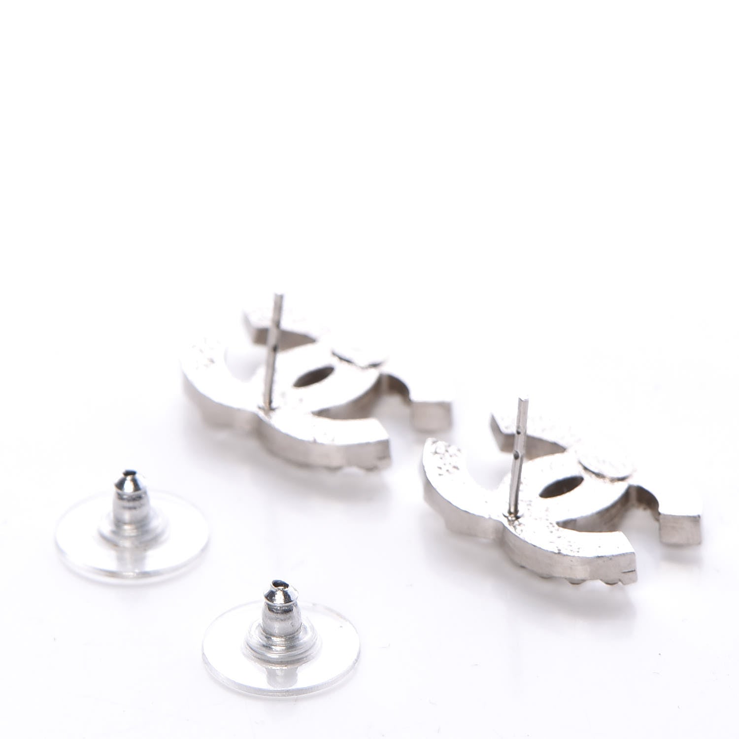 Chanel Baguette Crystal CC Earrings Silver 3 of 4