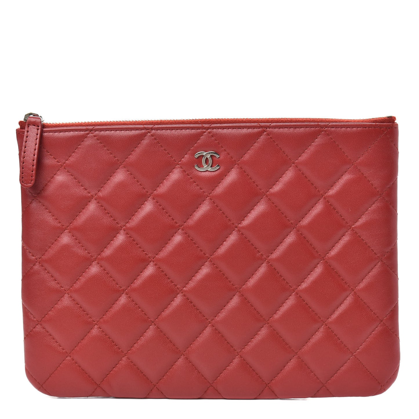Lambskin Quilted Medium Cosmetic Case Red