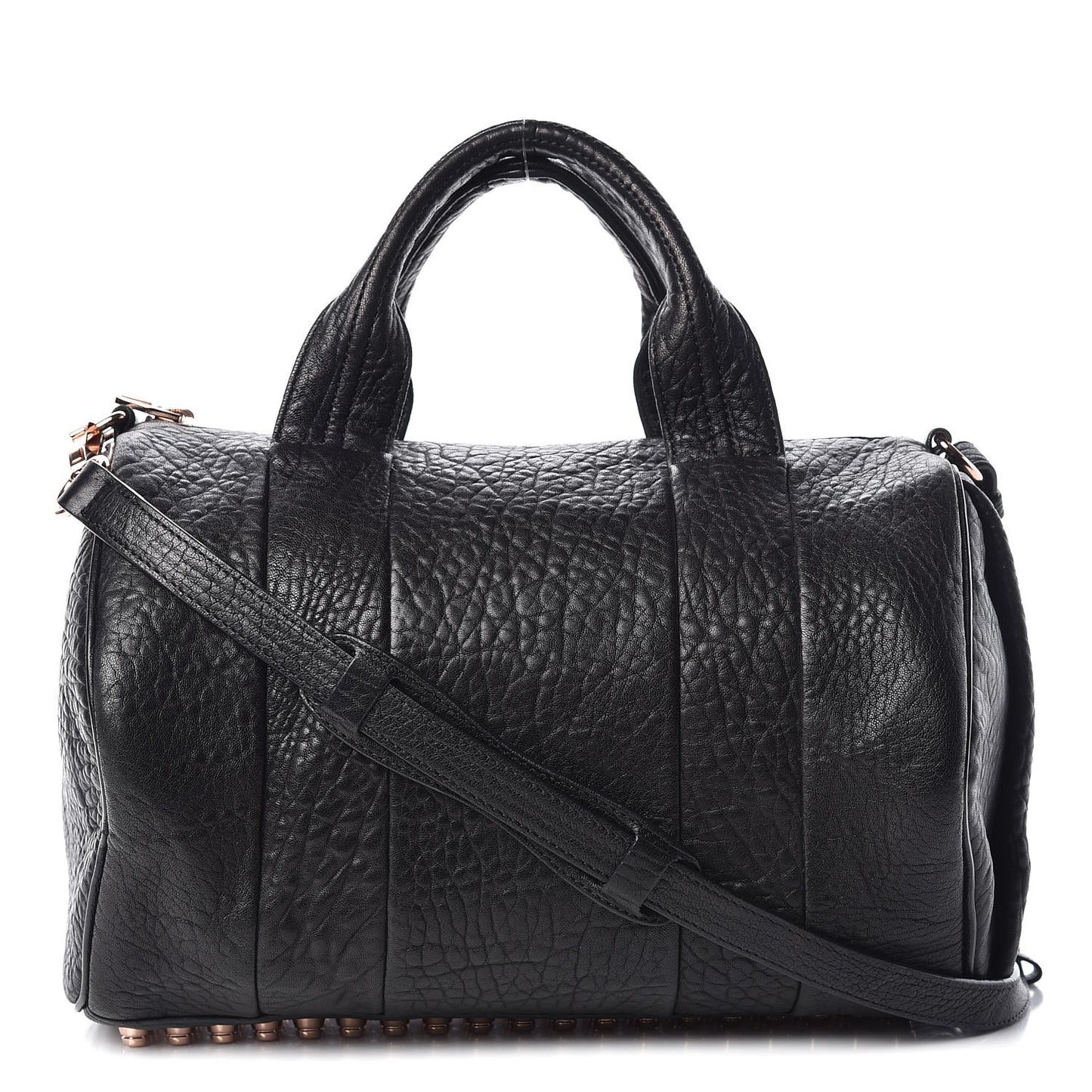 Pebbled Lambskin Rocco Black Rose Gold Hardware