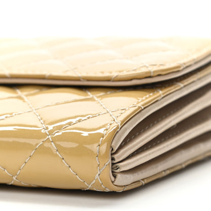 Chanel Patent Calfskin Quilted Brilliant East West Flap Clutch Beige 9 of 11