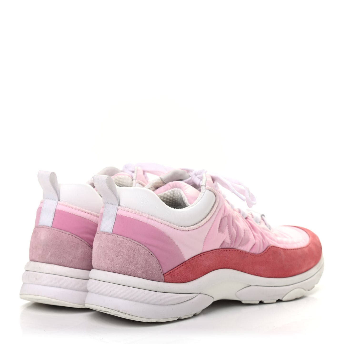 Nylon Calfskin Suede Womens CC Sneakers 39.5 Pink