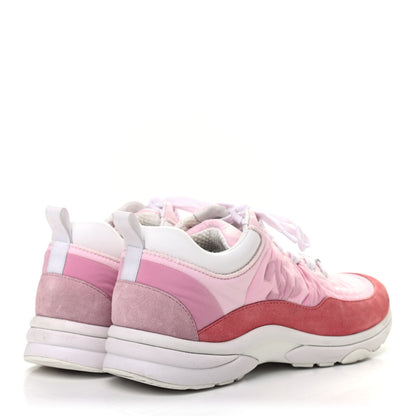 Chanel Nylon Calfskin Suede Womens CC Sneakers 39.5 Pink 4 of 7