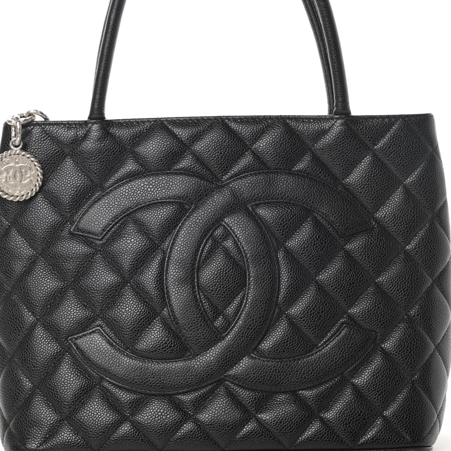 Caviar Quilted Medallion Tote Black