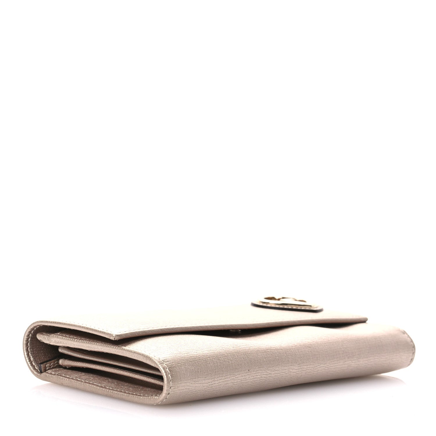 Gucci Shangai Calfskin Lovely Heart Continental Wallet Metallic Beige 4 of 7