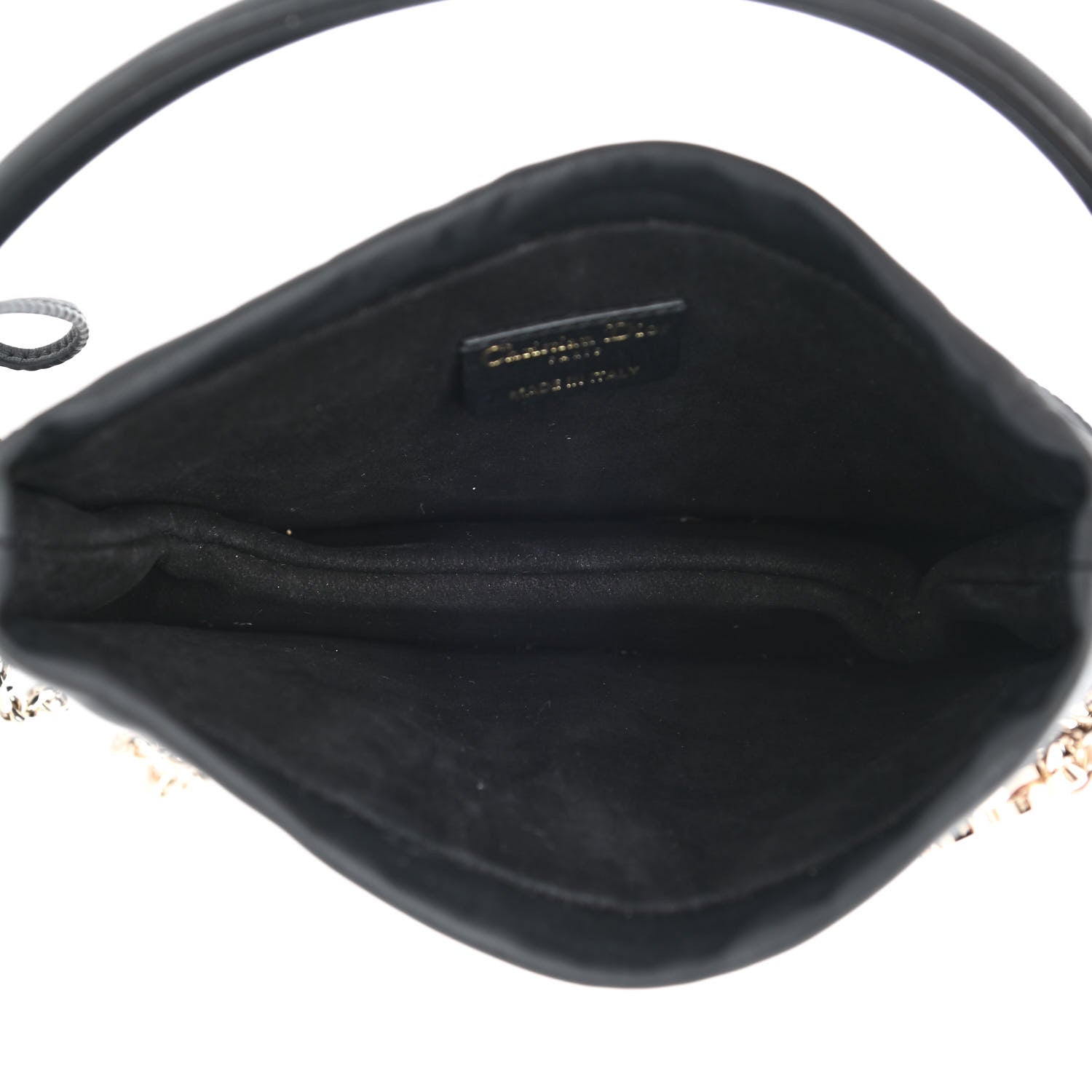 Christian Dior Lambskin Cannage Mini Top Handle Drawstring Bag Black 5 of 10