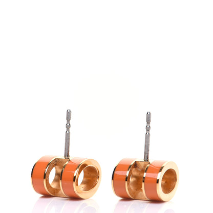 Hermes Gold Lacquered Pop H Earrings Orange 6 of 8