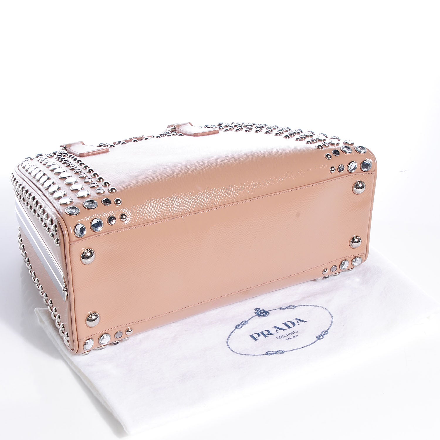 Prada Saffiano Vernice Crystal Pyramid Bag Cammeo 4 of 10