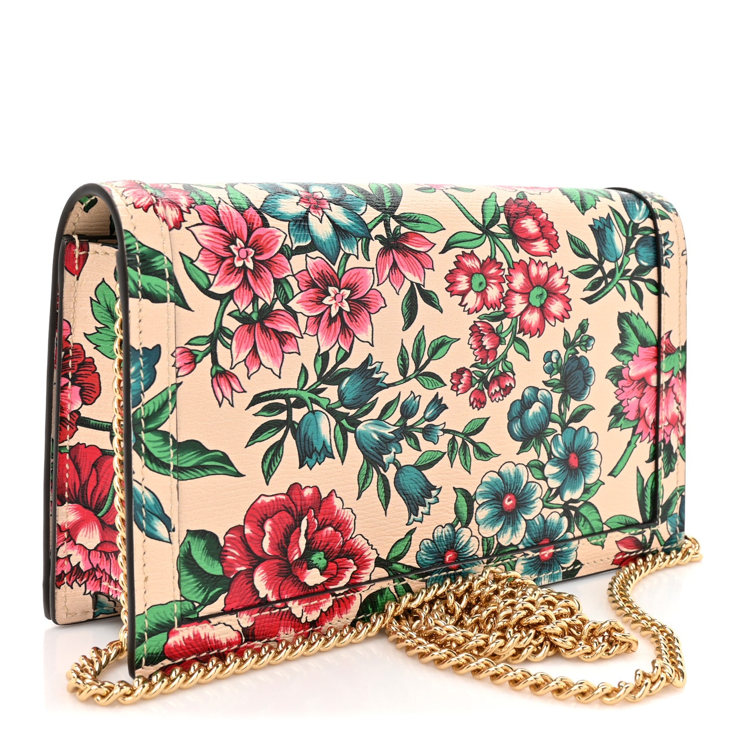 Gucci New Shangai Calfskin Floral Print Mini Diana Chain Bag