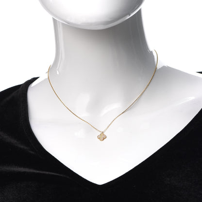Van Cleef & Arpels 18K Yellow Gold Mother of Pearl Sweet Alhambra Pendant Necklace 2 of 8