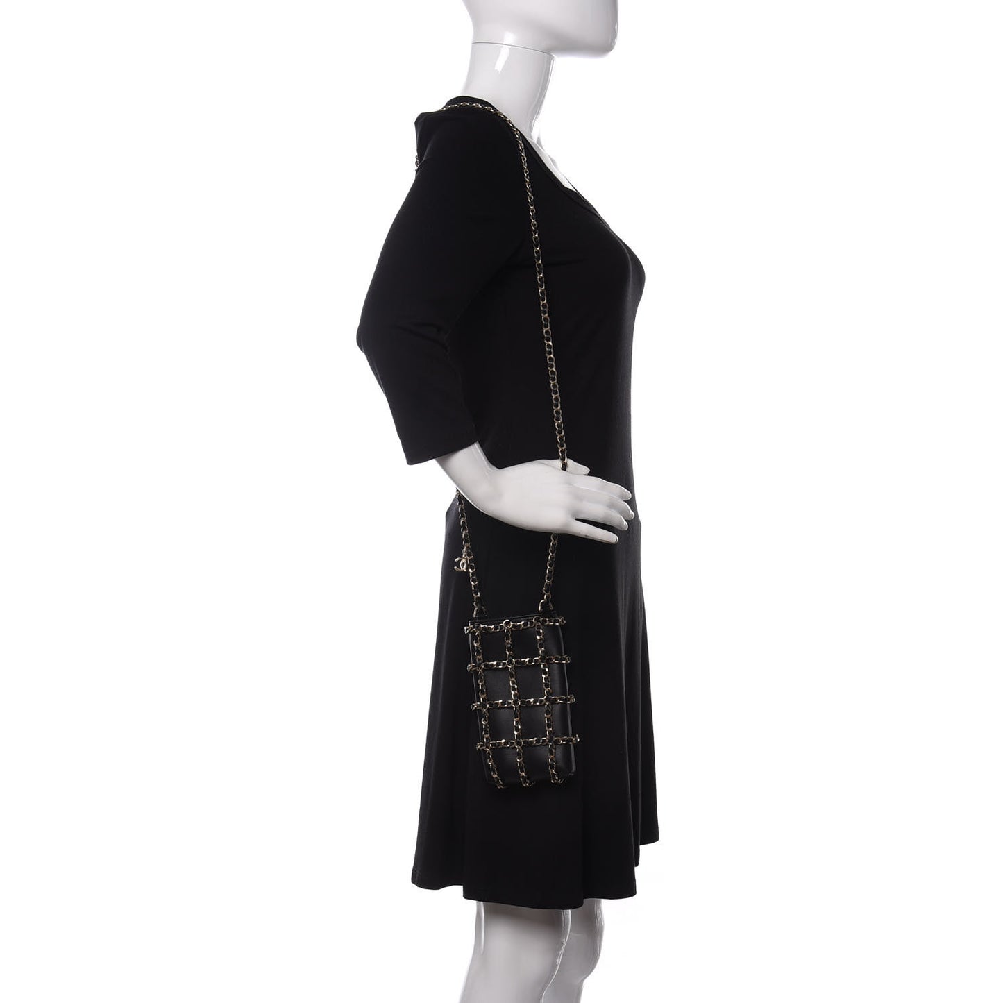 Lambskin Tech Me Out Clutch With Chain Black