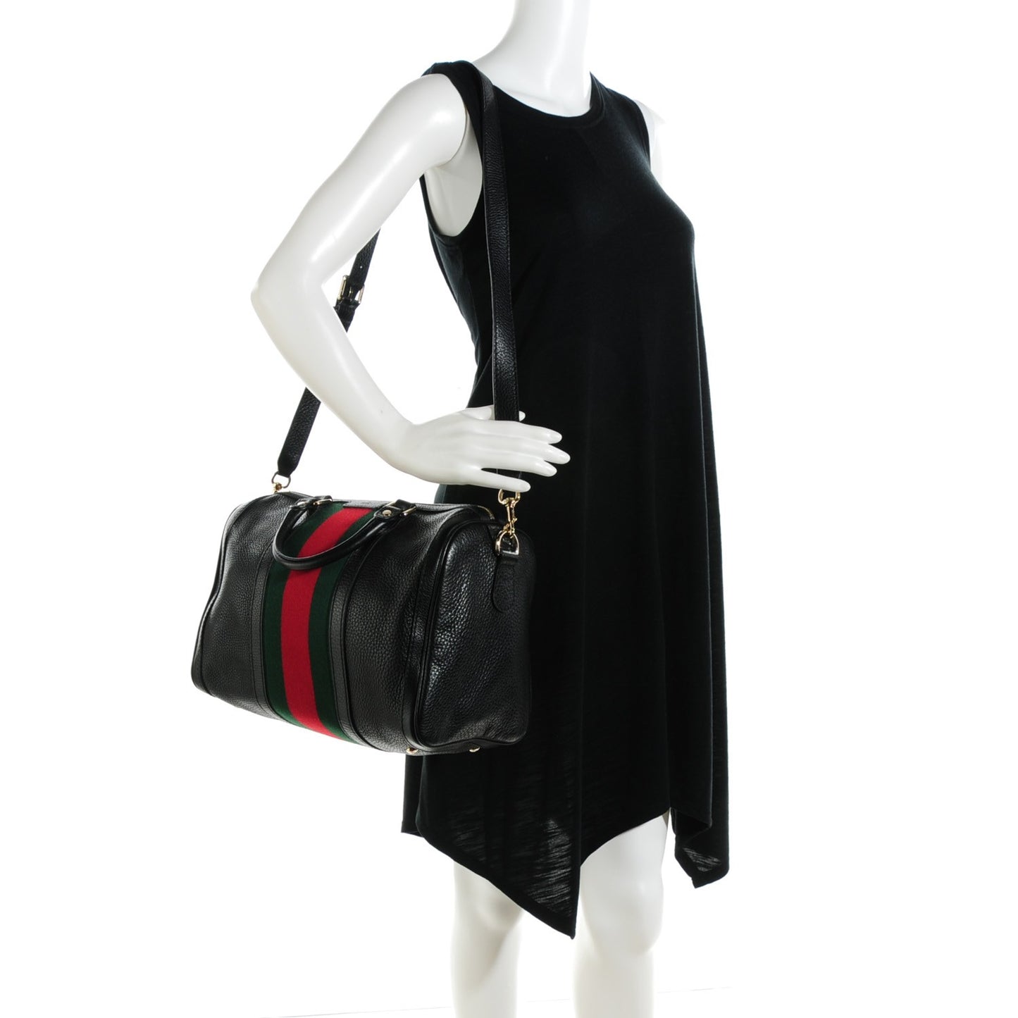 Calfskin Vintage Web Medium Boston Black