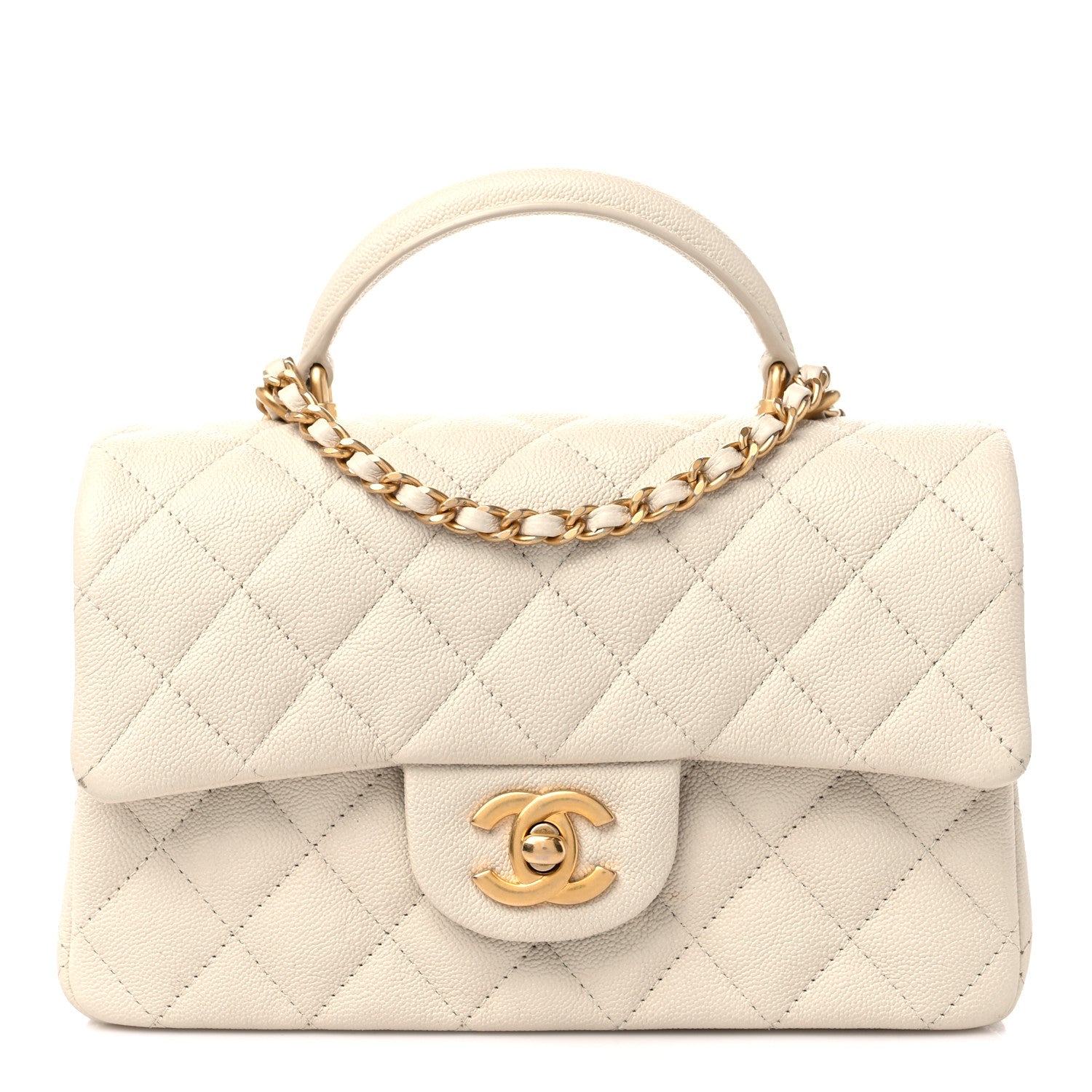 Chanel Caviar Quilted Mini Top Handle Rectangular Flap Beige 1 of 12