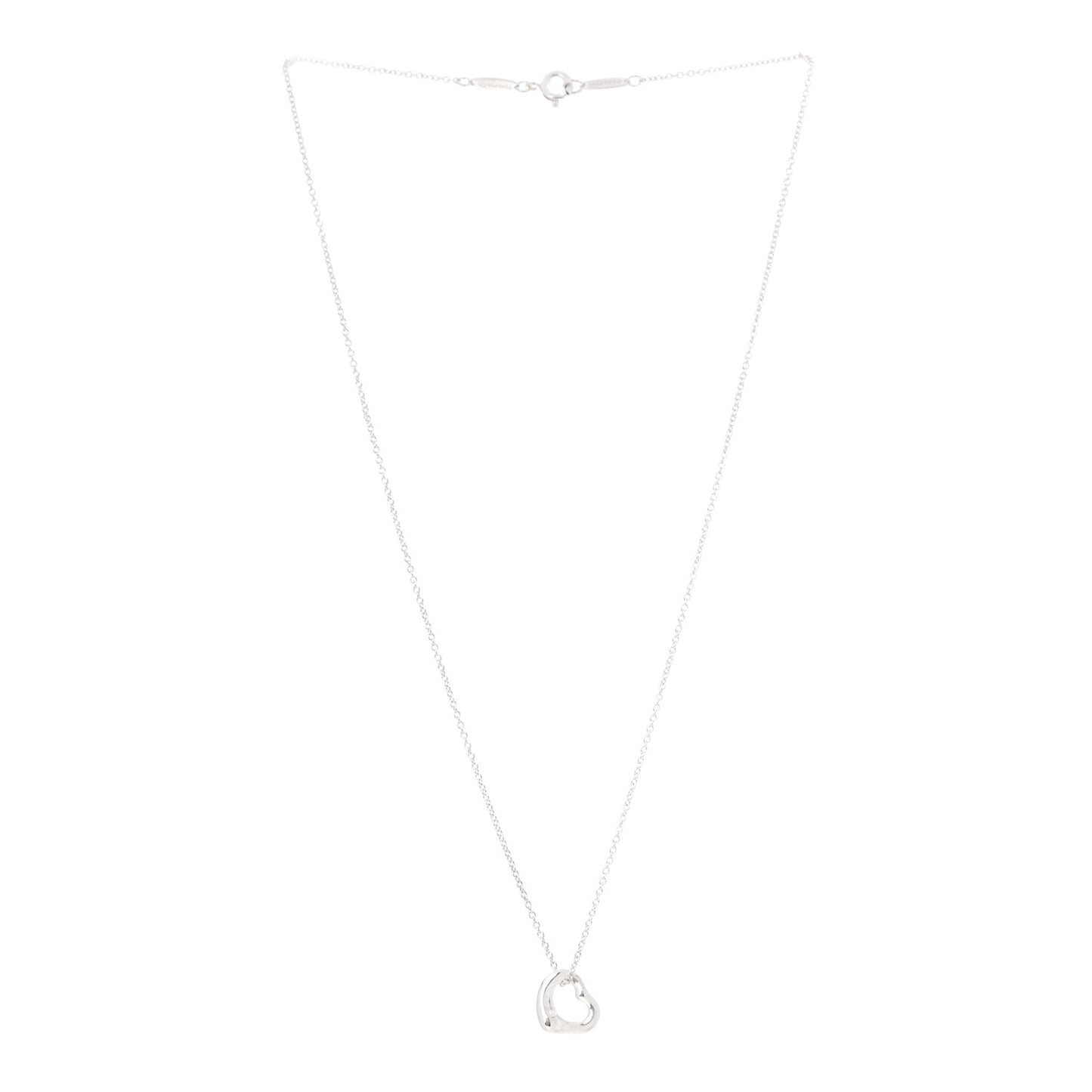 Sterling Silver 11mm Elsa Peretti Open Heart Pendant Necklace