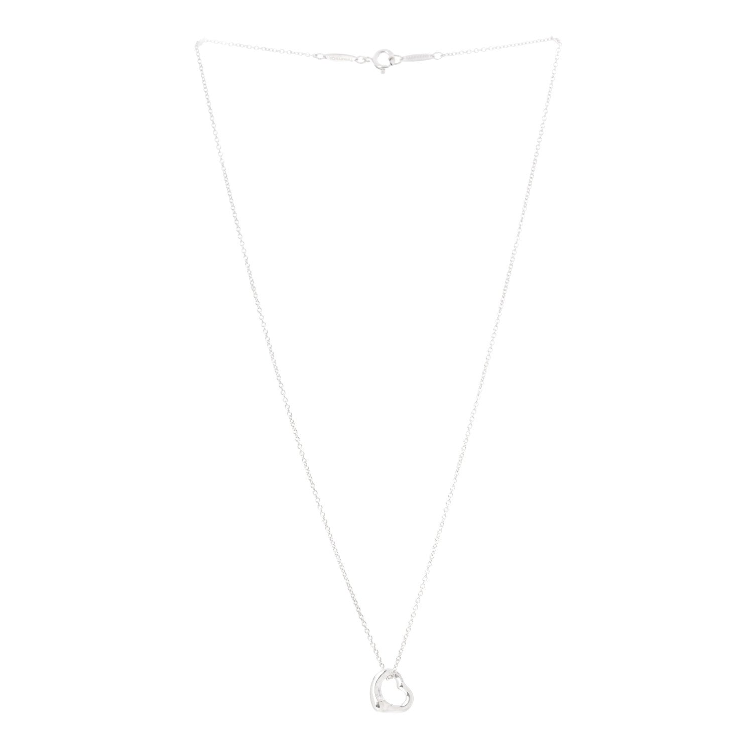 Tiffany Sterling Silver 11mm Elsa Peretti Open Heart Pendant Necklace 3 of 8