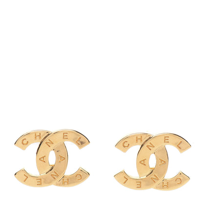Chanel Metal CC Paris Button Stud Earrings Gold 1 of 5
