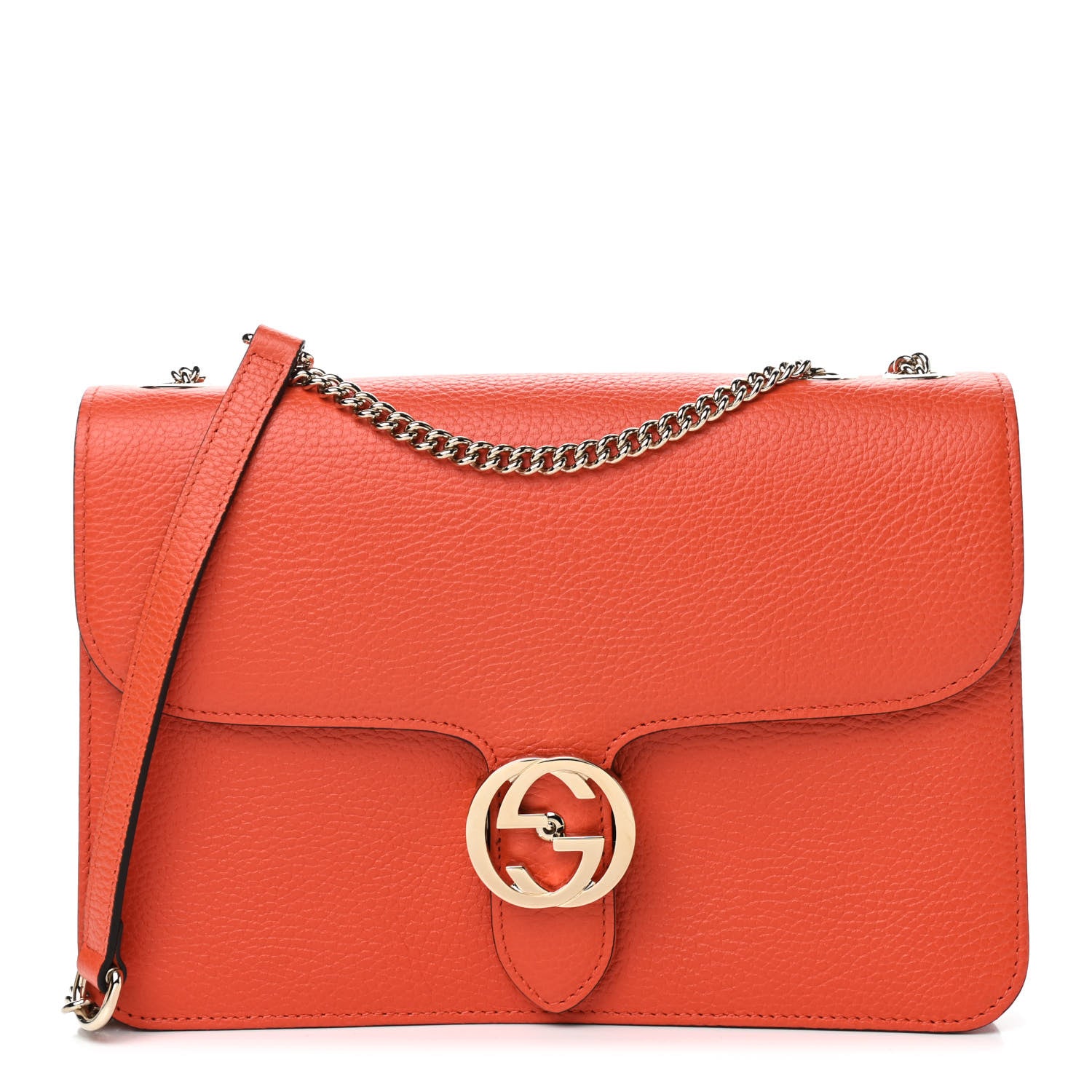 Gucci Dollar Calfskin Interlocking G Shoulder Bag Sun Orange 1 of 5