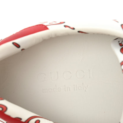 Gucci Calfskin GucciGhost Print Mens Ace Sneakers 9 White Hibiscus Red 8 of 9