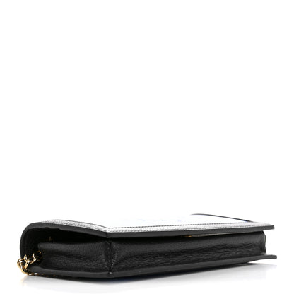 Gucci X ADIDAS Monogram Textured Dollar Calfskin Trefoil Embossed Wallet On Chain Blue 4 of 11