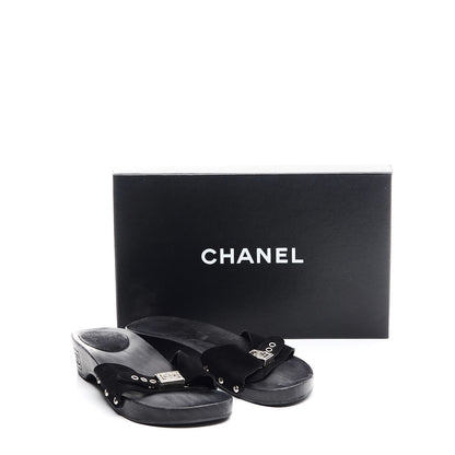 Chanel Suede CC Buckle Clogs 36 Black 13 of 13