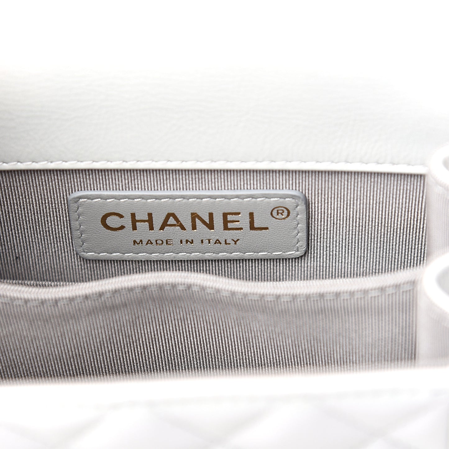 Calfskin Quilted North South Boy Flap Grey