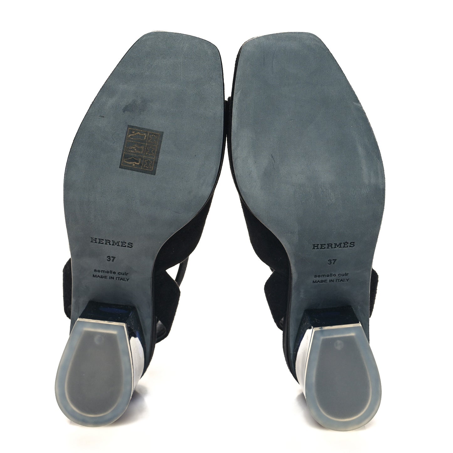 Suede Goatskin Polycarbonate Womens Flirt 60 Sandals 37 Black Ombre