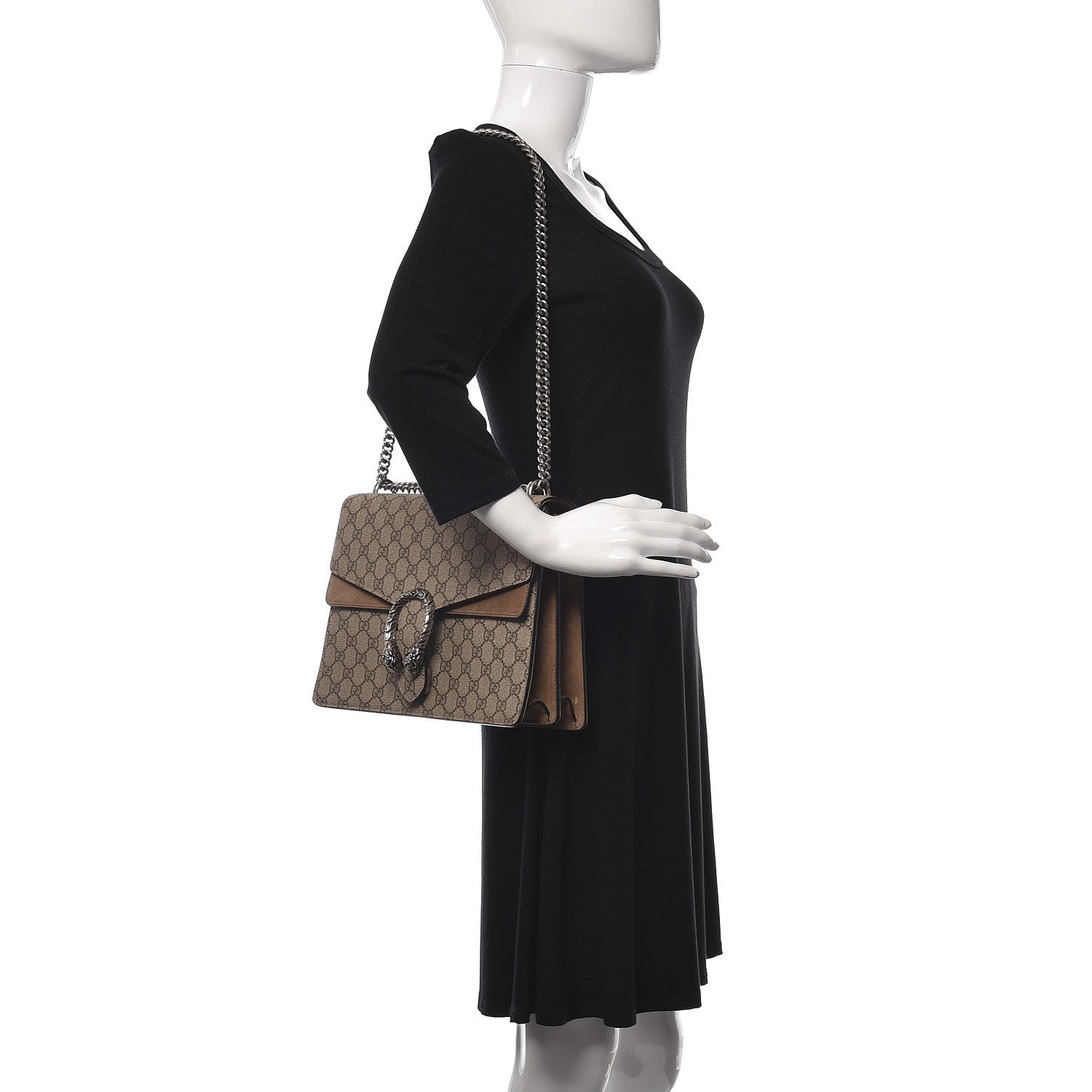 Gucci GG Supreme Monogram Medium Dionysus Shoulder Bag Taupe 2 of 10