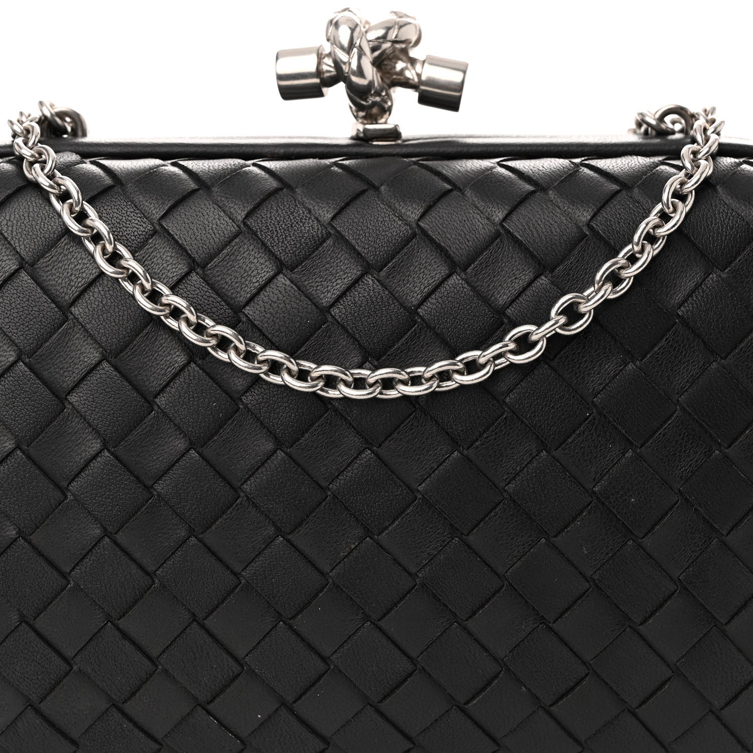 Bottega Veneta Nappa Intrecciato Chain Knot Clutch Black 7 of 9
