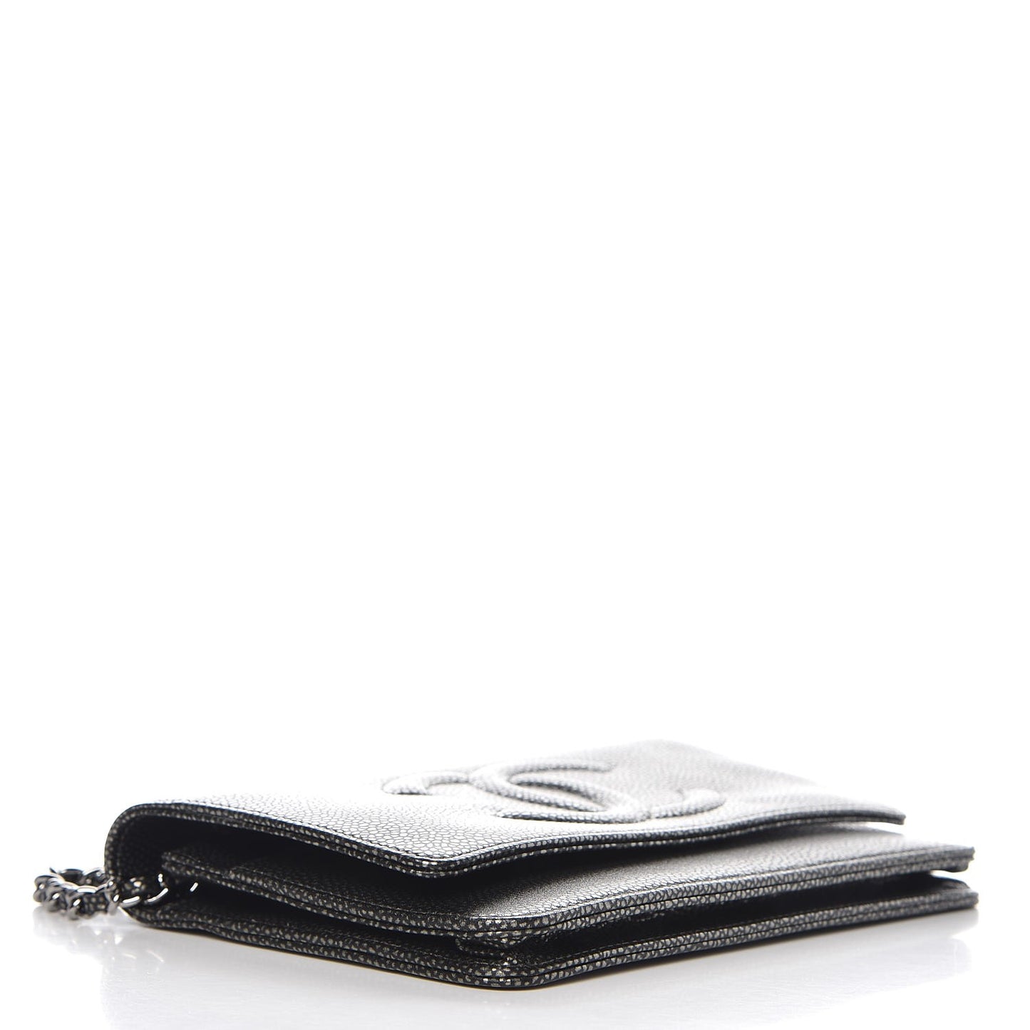 Metallic Caviar Timeless CC Wallet On Chain WOC Dark Silver