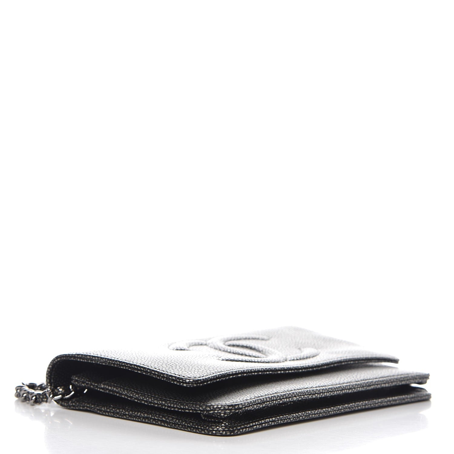 Chanel Metallic Caviar Timeless CC Wallet On Chain WOC Dark Silver 4 of 9