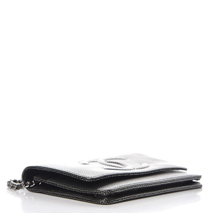 Chanel Metallic Caviar Timeless CC Wallet On Chain WOC Dark Silver 4 of 9