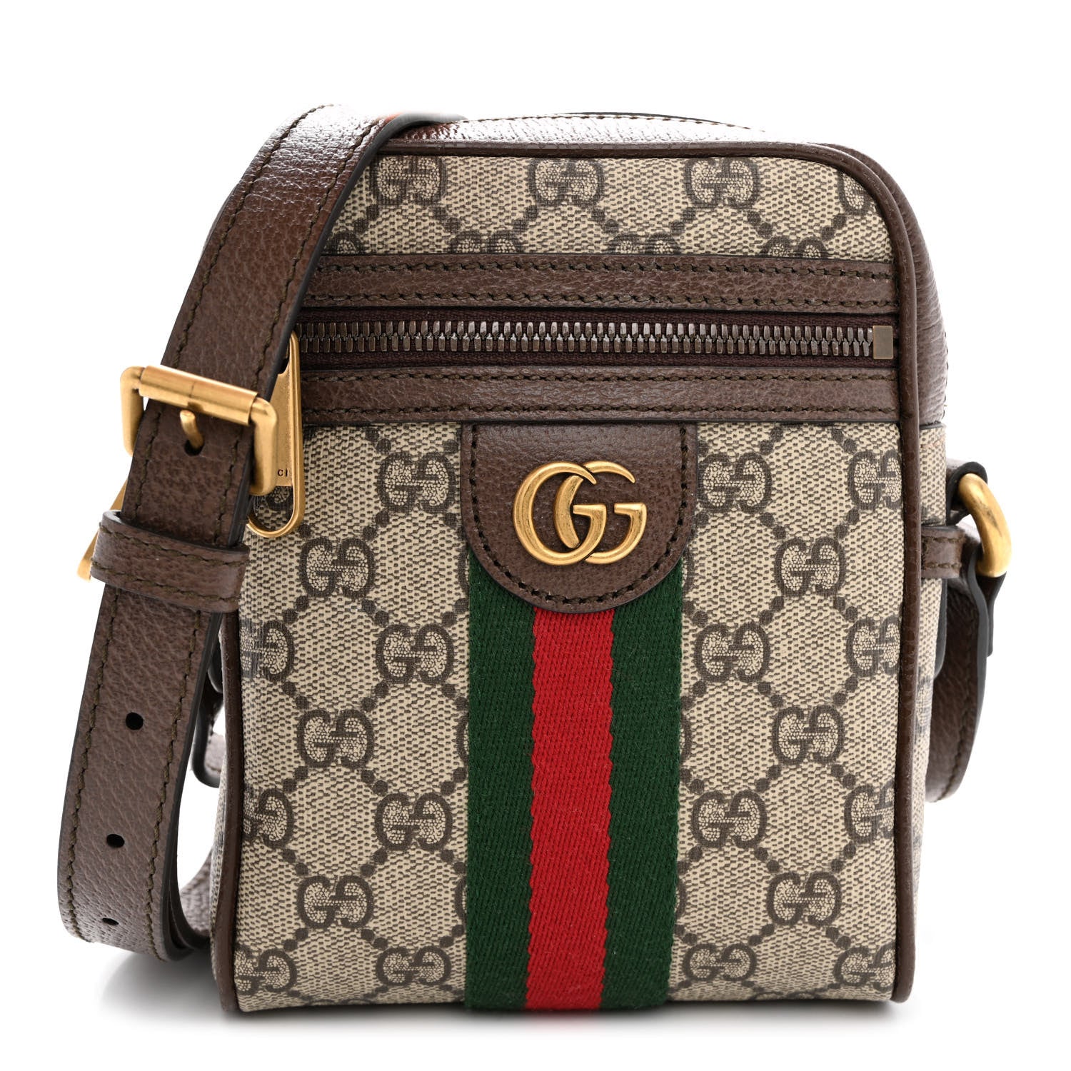 Gucci GG Supreme Monogram Web Mini Ophidia Messenger Brown 1 of 9