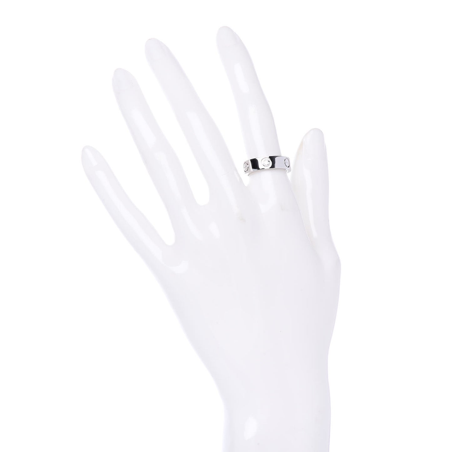 18K White Gold 3 Diamond 5.5mm LOVE Ring 51 5.75