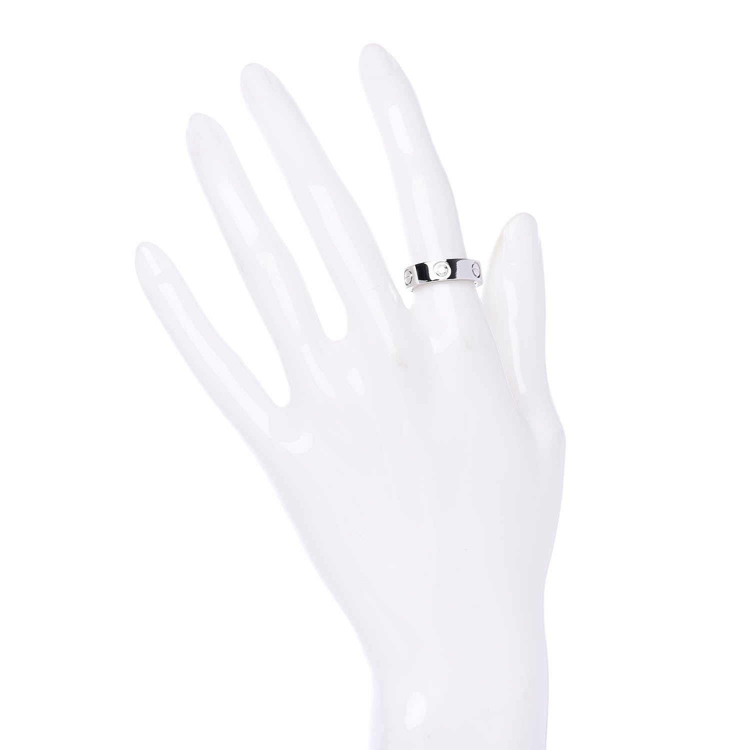 Cartier 18K White Gold 3 Diamond 5.5mm LOVE Ring 51 5.75 2 of 8