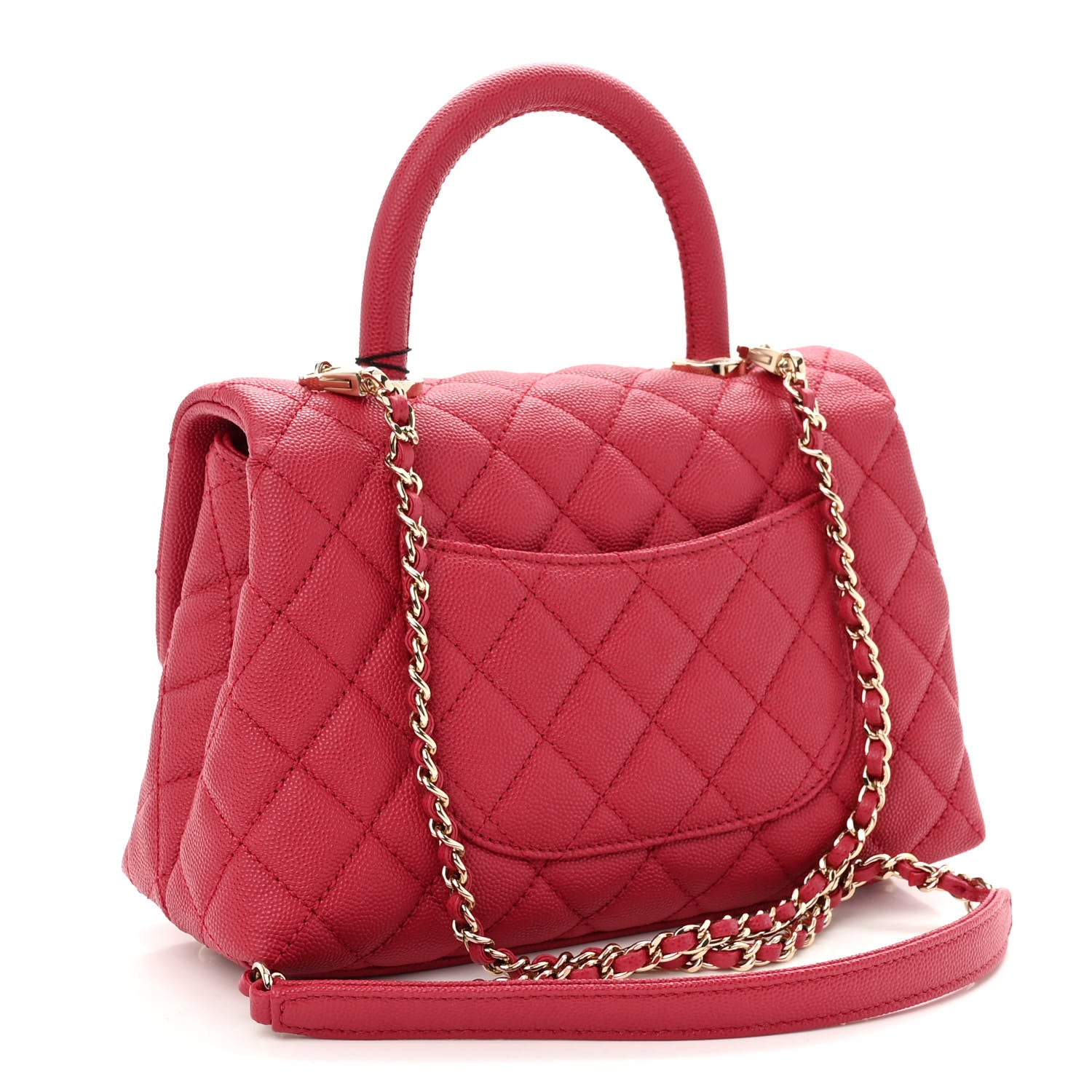 Chanel Caviar Quilted Mini Coco Handle Flap Fuchsia 3 of 10
