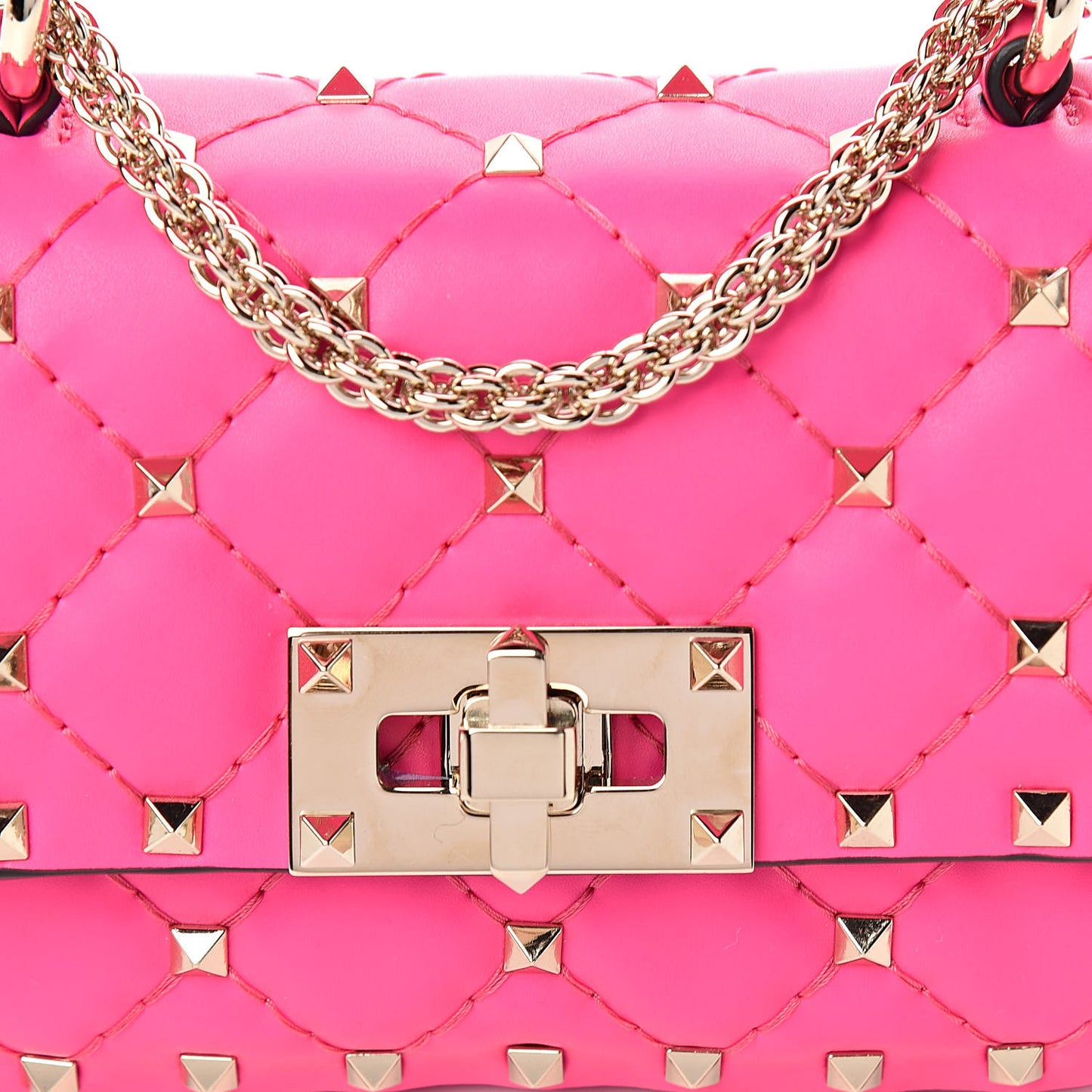 Calfskin Micro Rockstud Spike Shoulder Bag Azalea