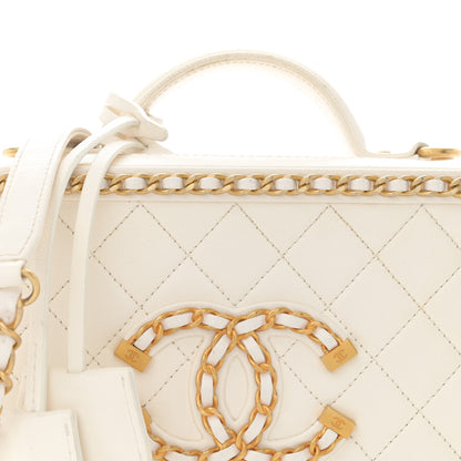 Chanel Goatskin Quilted Medium CC Filigree Vanity Case White 8 of 15