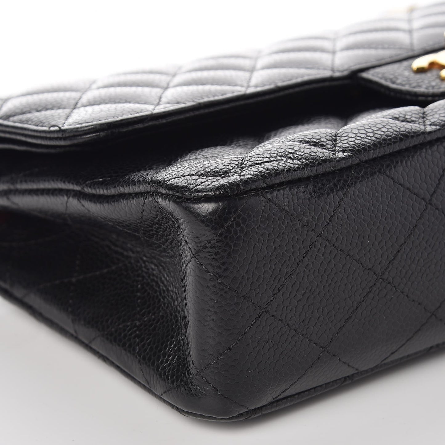 Caviar Quilted Medium Double Flap Black