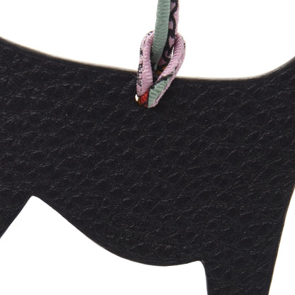 Hermes Togo Epsom Petit H Terrier Dog Bag Charm Black 4 of 5
