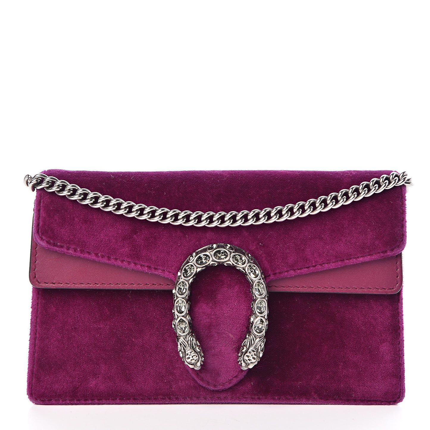 Velvet Super Mini Dionysus Shoulder Bag Fuchsia Violet Cyclamen