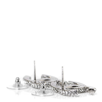 Chanel Crystal CC Treasure Chest Earrings Silver 3 of 4