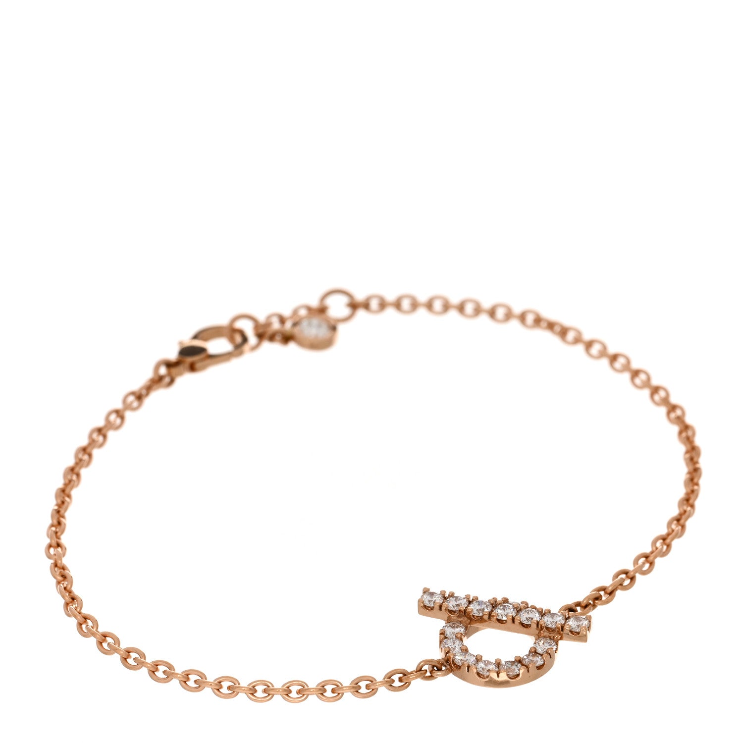 Hermes 18K Rose Gold Diamond Finesse Bracelet ST 1 of 4